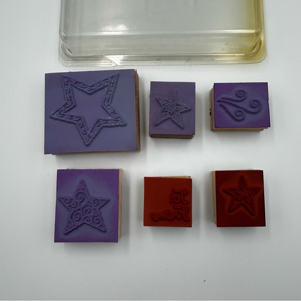 Stampin' Up! Holiday Mounted Rubber Stamp Sets Tree Trimmings Stars To: From: - Picture 7 of 12